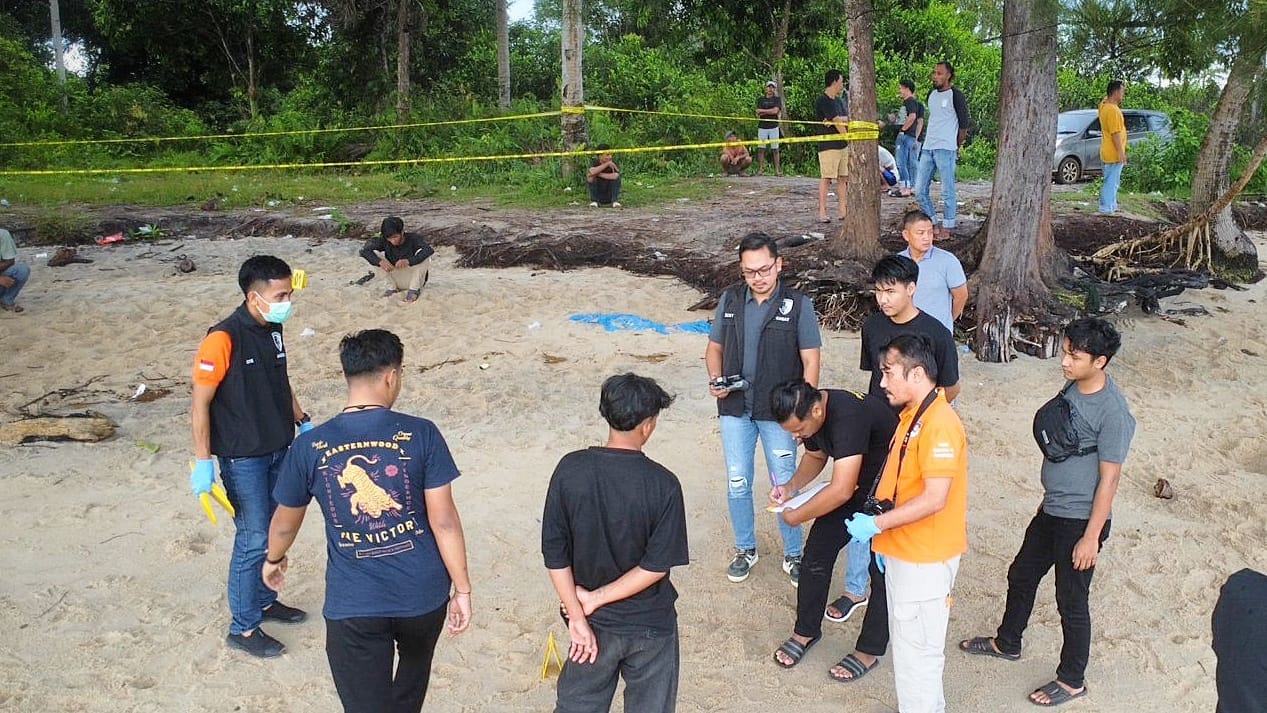 Rekonstruksi kasus pembunuhan RS (23), di Kecamatan Tempilang, Kabupaten Bangka Barat. Foto : Istimewa.