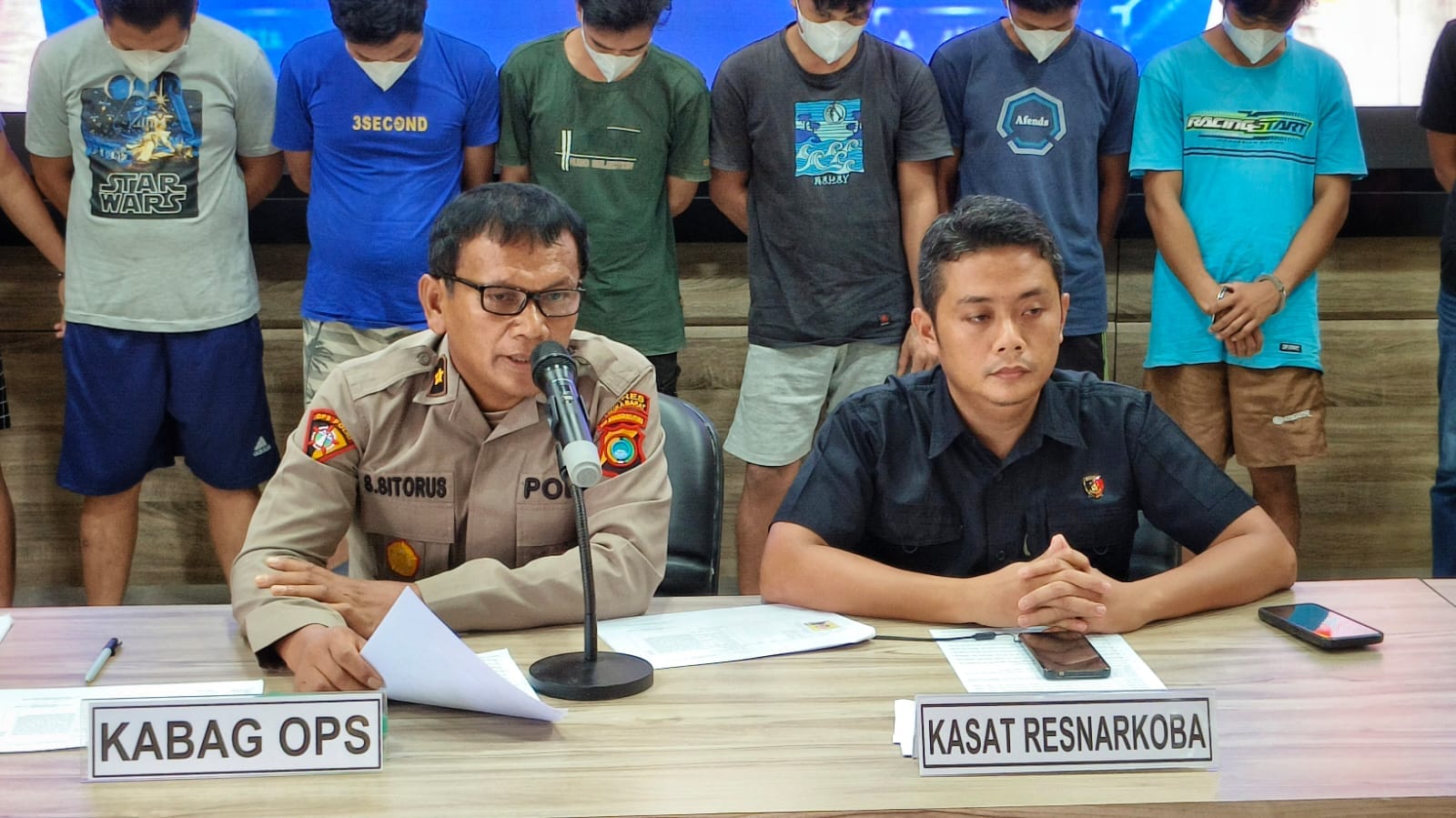 Konferensi pers hasil Operasi Antik Menumbing Tahun 2024, berlangsung di Gedung Catur Prasetya Mapolres Bangka Barat, pada Selasa (28/5/2024).