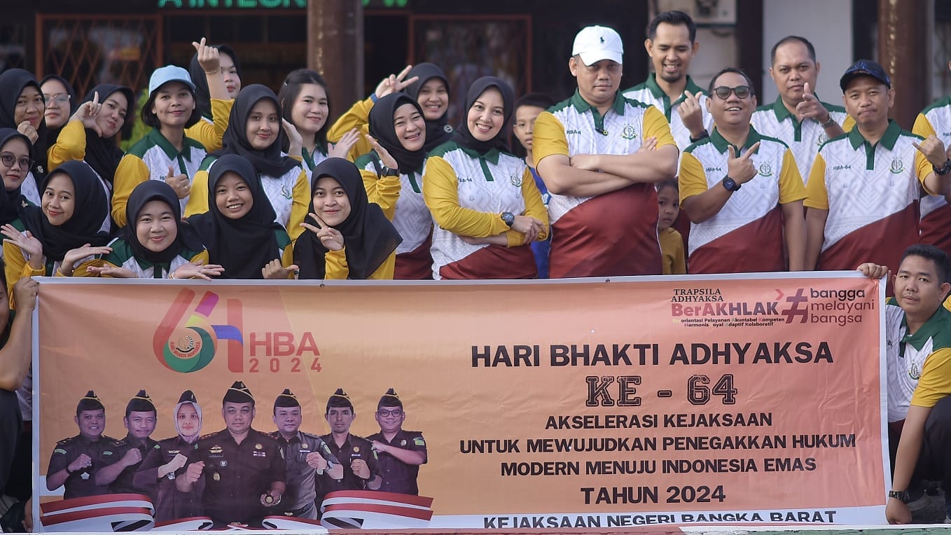 Kejaksaan Neger (Kejari) Kabupaten Bangka Barat (Babar), Provinsi Bangka Belitung (Babel) menyelenggarakan serangkaian kegiatan dalam rangka memperingati dan merayakan Hari Bhakti Adhyaksa ke-64 dan Ikatan Adhyaksa Dharmakarini ke-24.