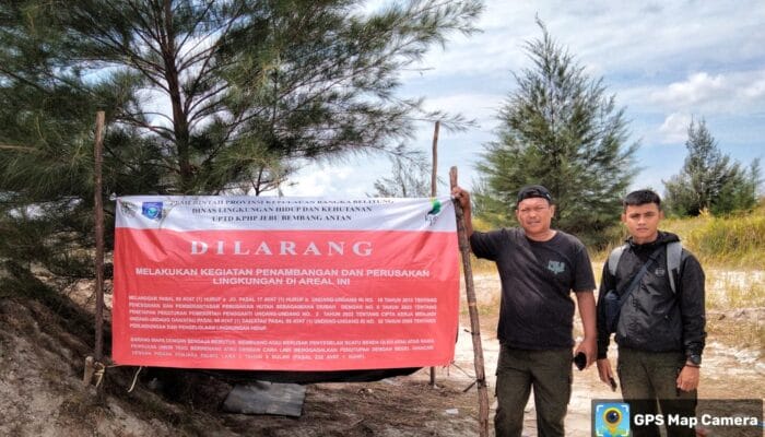 Plang Larangan Menambang di Kawasan HL Teluk Limau Dikabarkan Hilang, Tim KPHP Cek Lokasi