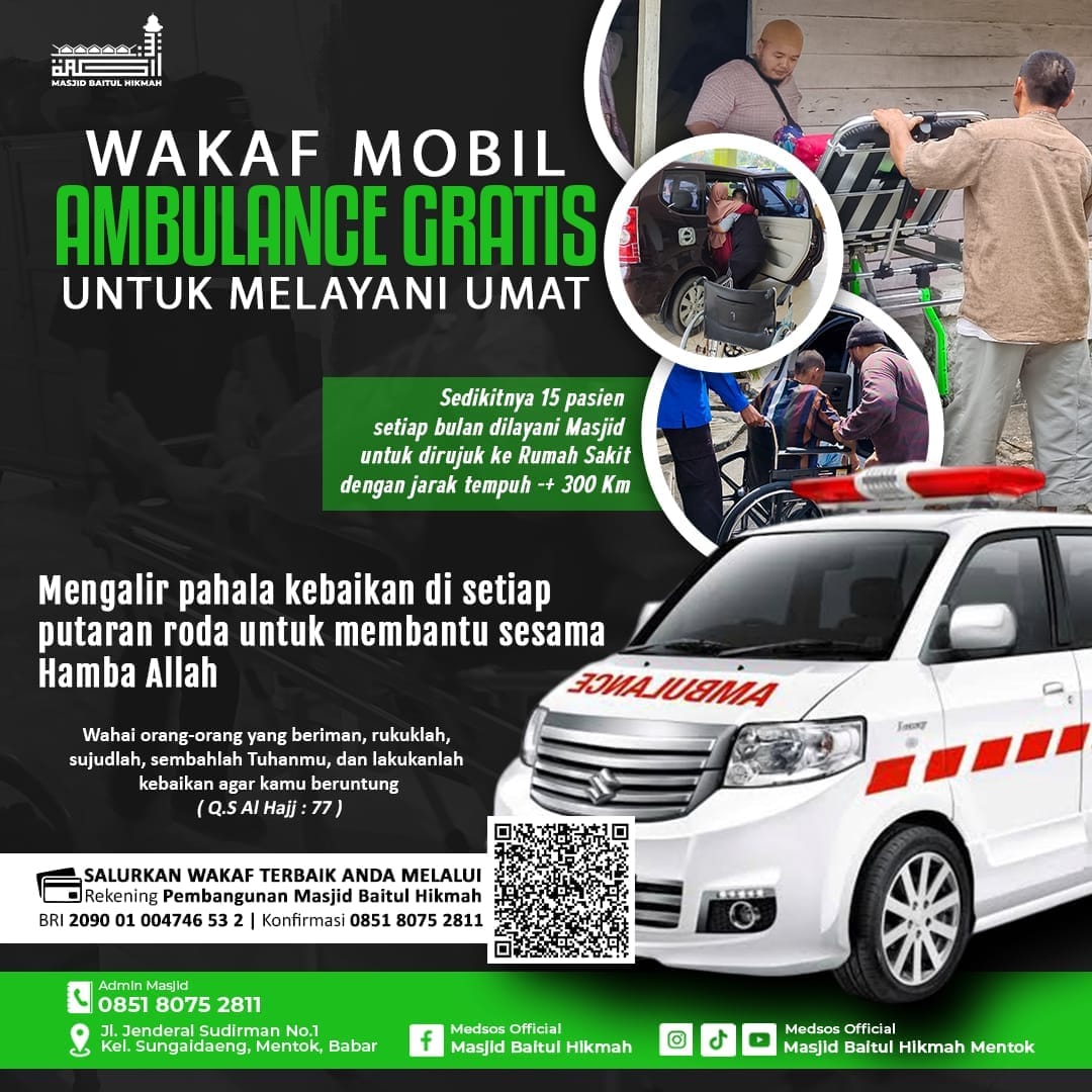 Masjid Baitul Hikmah Mentok Galang Donasi untuk Beli Ambulans. Foto: Istimewa.