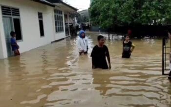 Kondisi banjir Kampung Ulu, Tanjung, Kecamatan Mentok, beberapa waktu lalu.