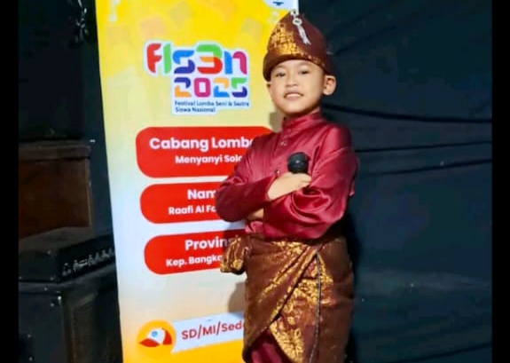 Raafi Al Fatih pelajar asal SDN 4 Mentok. Foto: Istimewa.