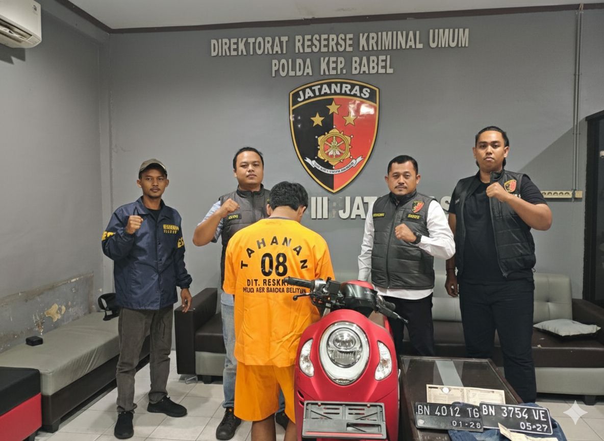Pelaku pencurian dibekuk Tim Jatanras Polda Babel. Foto: Istimewa.