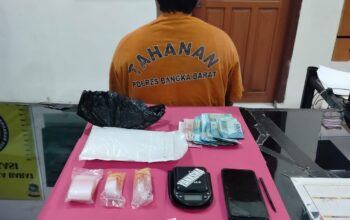 Pengedar sabu di Tempilang ditangkap polisi. Foto: Istimewa.