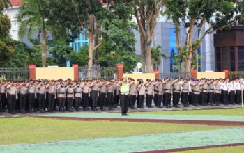 Personel Polda Bangka Belitung yang disiapkan untuk pengamanan. Foto: Istimewa.