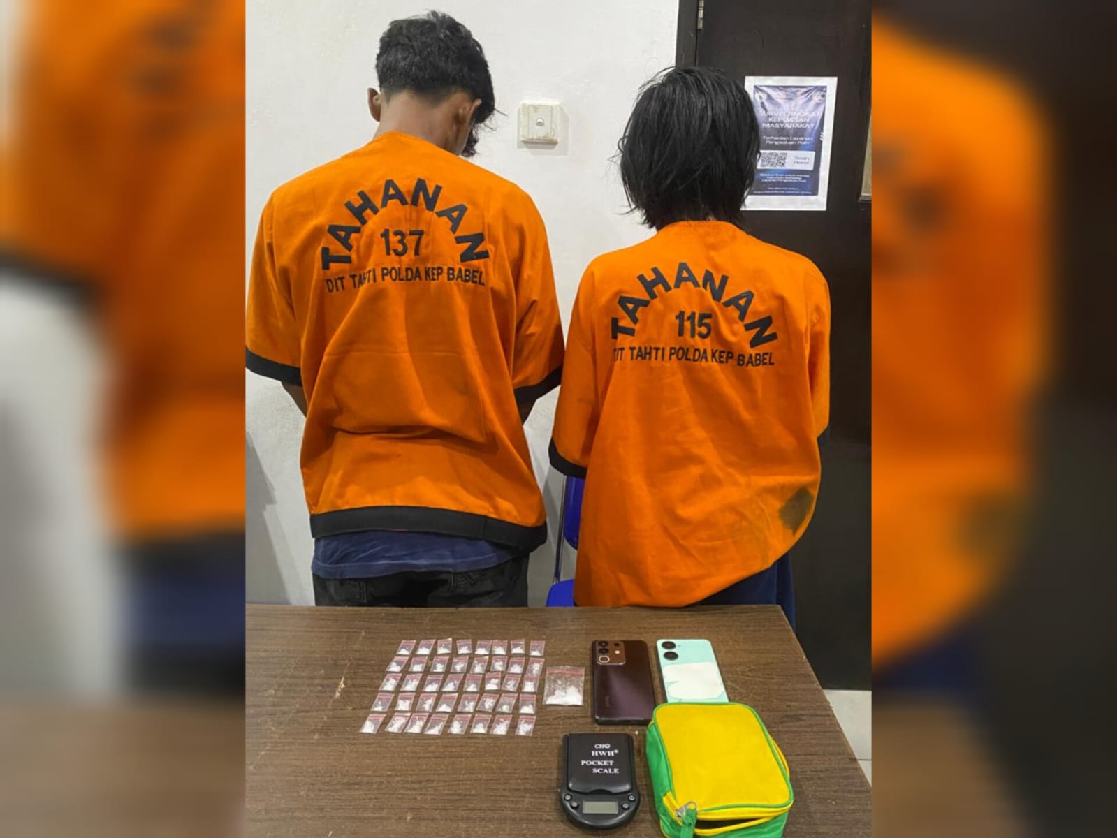 Direktorat Resnarkoba Polda Bangka Belitung menggerebek sebuah rumah kontrakan. Foto: Istimewa.