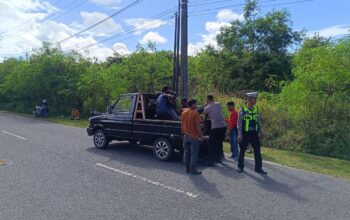 Kendaraan korban dibawa ke Satlantas Polres Babar. Foto: Rizki Ramadhani.