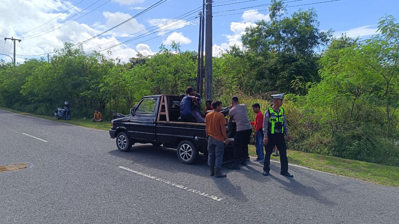 Kendaraan korban dibawa ke Satlantas Polres Babar. Foto: Rizki Ramadhani.