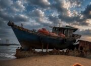 Kapal logistik terdampar di Tanjung Kalian. Foto: Eka A.