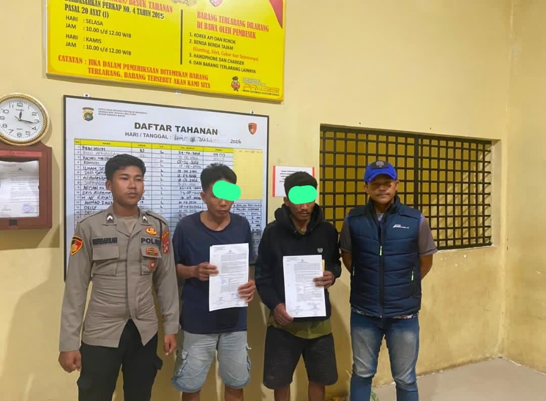 Dua tersangka kasus tambang Tembelok-Keranggan diamankan. Foto: Istimewa.
