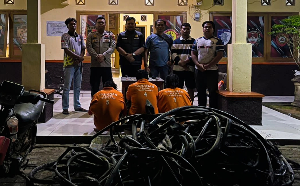 Polsek Tempilang meringkus kabel PLN. Foto: Istimewa.