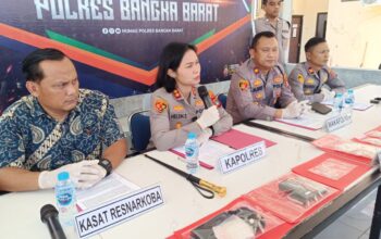 Konfrensi pers Polres Bangka Barat. Foto: Rizki Ramadhani.