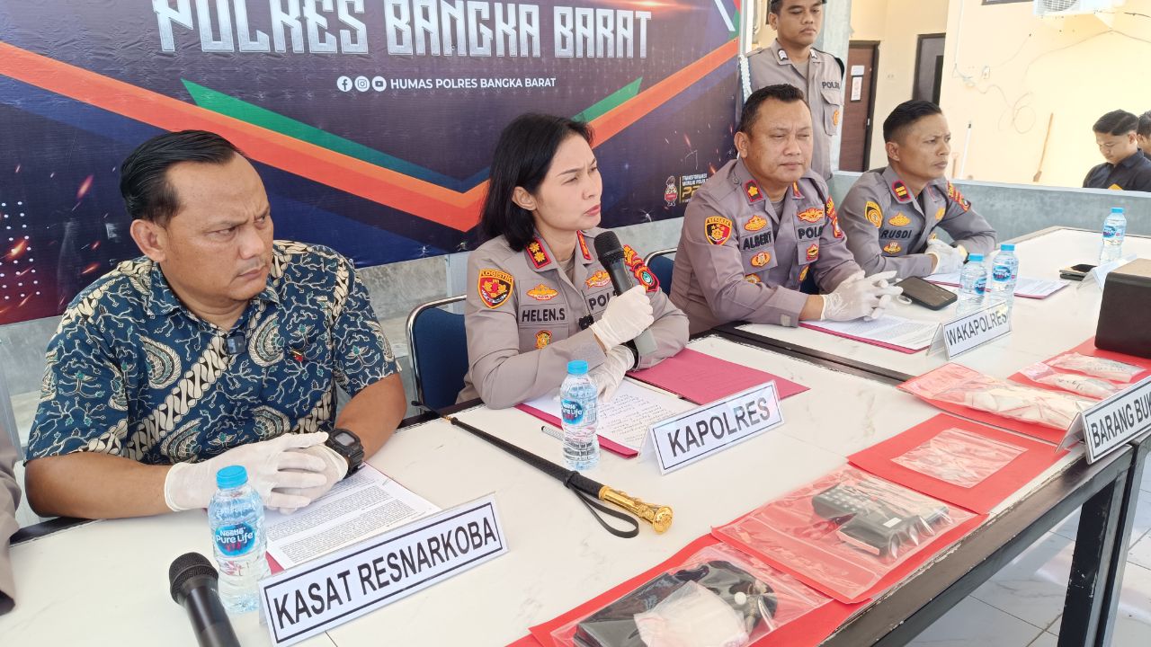 Konfrensi pers Polres Bangka Barat. Foto: Rizki Ramadhani.