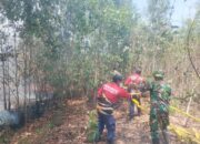 Kodim Babar Bantu Padamkan Kebakaran Lahan di Mentok