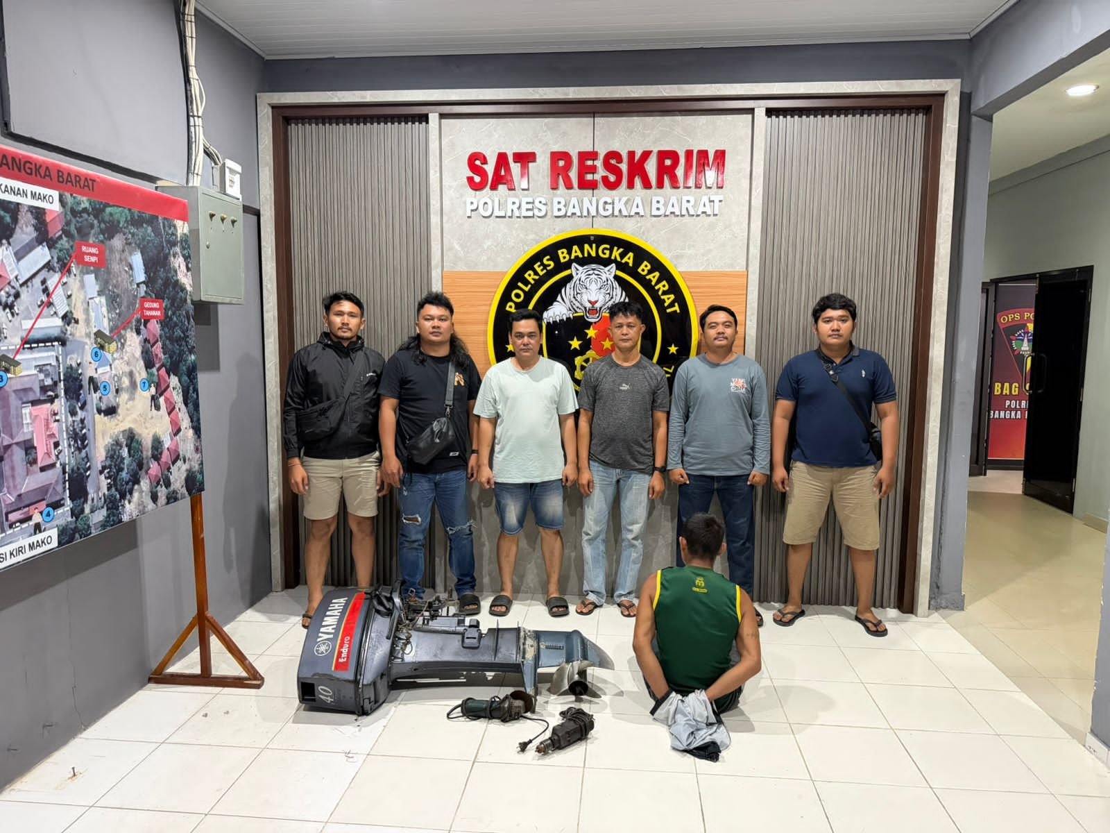 Pelaku pencurian mesin kapal ditangkap Tim URC Polres Babar. Foto: Istimewa.