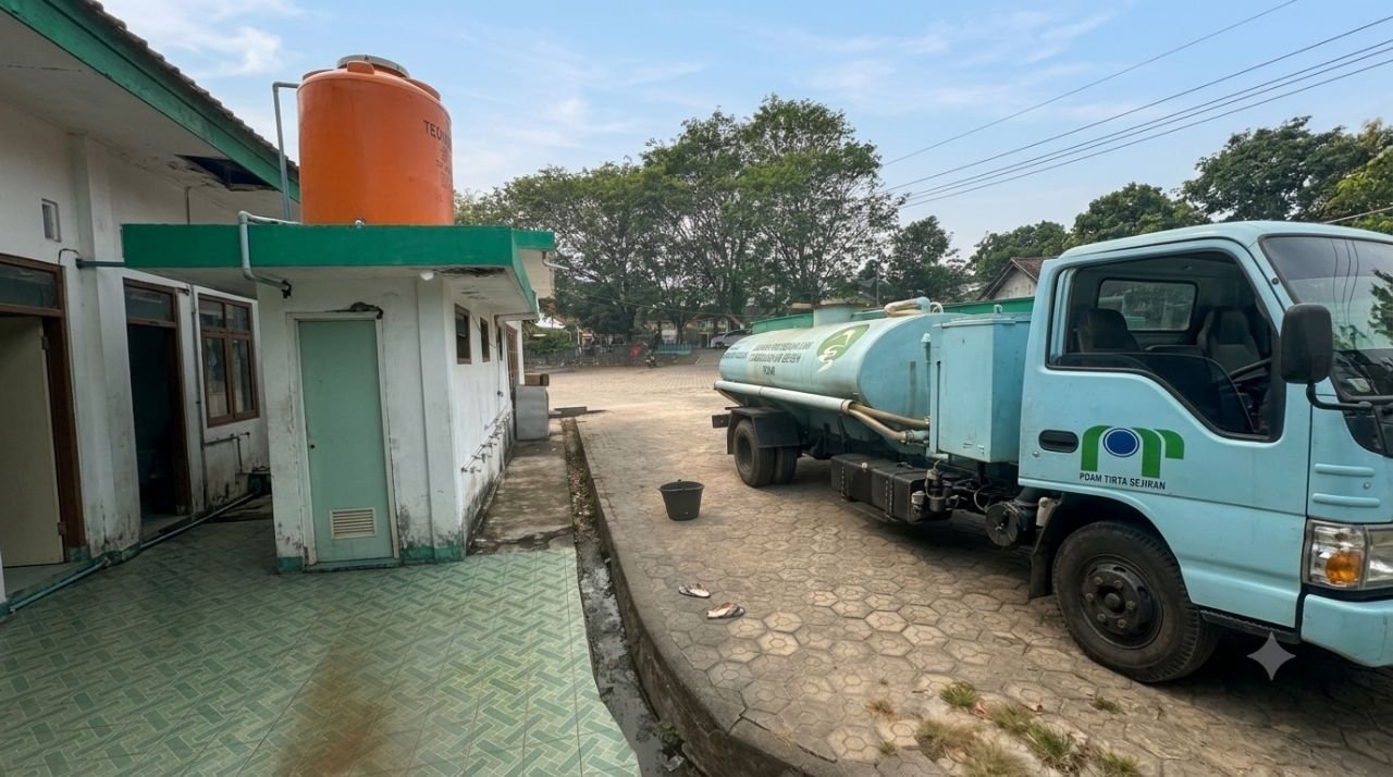 KNPI Babar salurkan bantuan air bersih ke Masjid Baitul Hikmah Mentok. Foto: Istimewa.