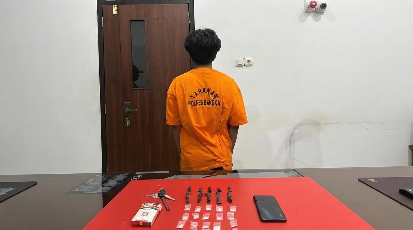 Pengedar sabu diamankan Polres Bangka. Foto: Istimewa.